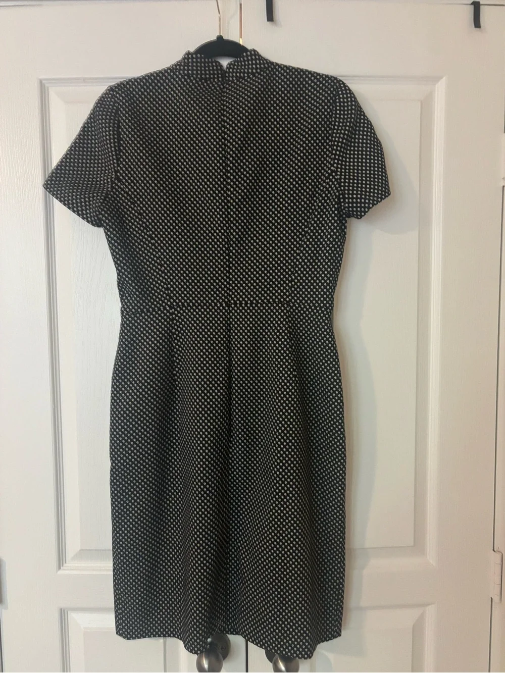 J. Crew Black and White Polka Dot Short Sleeve Sheath Dress